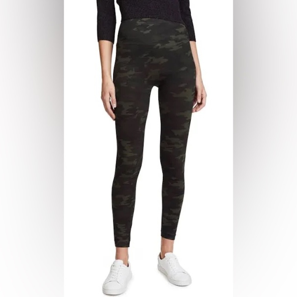 SPANX Camo High-Waist Leggings in Black and Olive